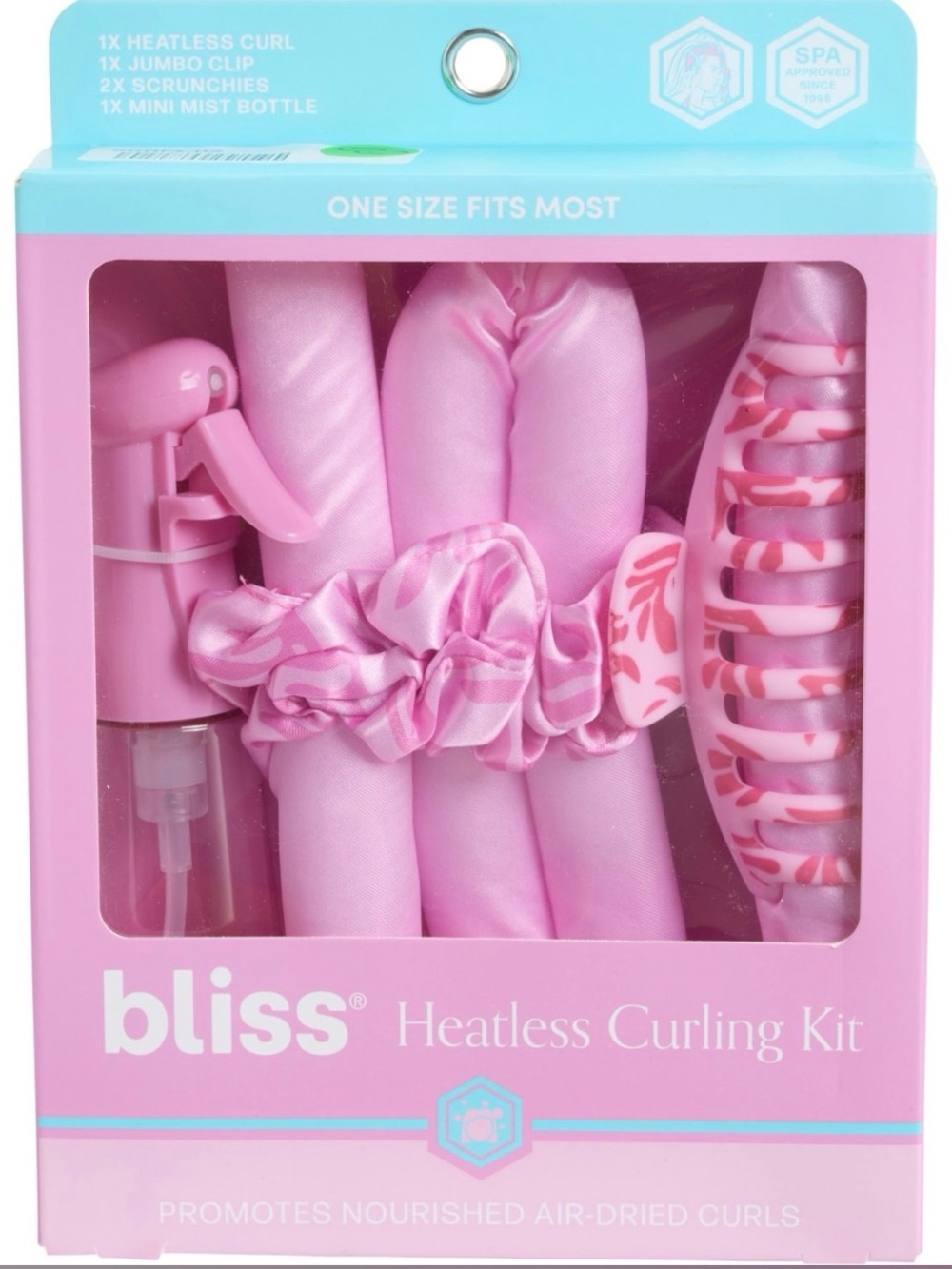 bliss Pink Heatless Curling Kit NIP